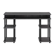 Pemberly Row No Tools Student Desk in Charcoal Gray Wood Finish and Black Poles