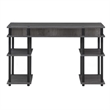 Pemberly Row No Tools Student Desk in Charcoal Gray Wood Finish and Black Poles