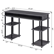 Pemberly Row No Tools Student Desk in Charcoal Gray Wood Finish and Black Poles