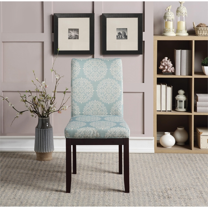 Pemberly Row Contemporary Parsons Chair in Gabrielle Sky Blue Fabric