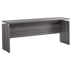 Pemberly Row Contemporary 72&quot Computer Desk in Gray Steel Finish