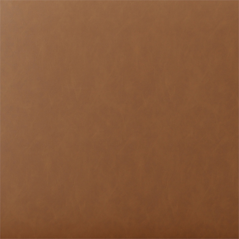 Pemberly Row Contemporary Ottoman in Caramel Faux Leather Upholstery