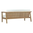 Pemberly Row Outdoor Patio Solid Teak Wood Sofa in Natural/White