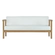 Pemberly Row Outdoor Patio Solid Teak Wood Sofa in Natural/White