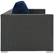 Pemberly Row Contemporary Aluminum and Rattan Patio Sofa in Canvas/Navy