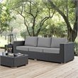 Pemberly Row Contemporary Aluminum and Rattan Patio Sofa in Canvas/Gray