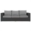Pemberly Row Contemporary Aluminum and Rattan Patio Sofa in Canvas/Gray