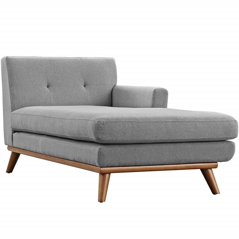 Pemberly Row Right-Facing Upholstered Fabric and Wood Chaise - Expectation Gray