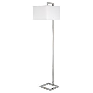 Pemberly Row Contemporary 16&quot Polished Nickel Metal/Fabric Floor Lamp