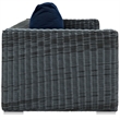 Pemberly Row Modern Aluminum and Rattan Patio Sofa in Canvas/Navy