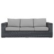 Pemberly Row Modern Aluminum and Rattan Patio Sofa in Canvas/Gray
