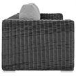 Pemberly Row Modern Aluminum and Rattan Patio Sofa in Canvas/Gray