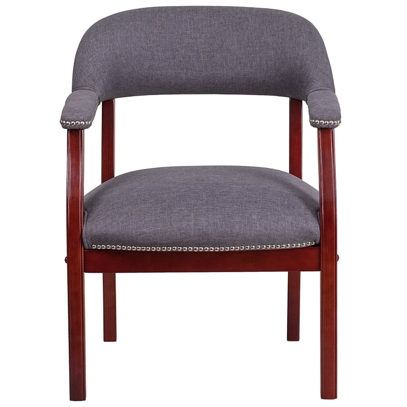 Pemberly Row Modern / Contemporary Vinyl Guest Chair in Gray