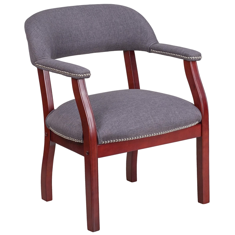 Pemberly Row Modern / Contemporary Vinyl Guest Chair in Gray