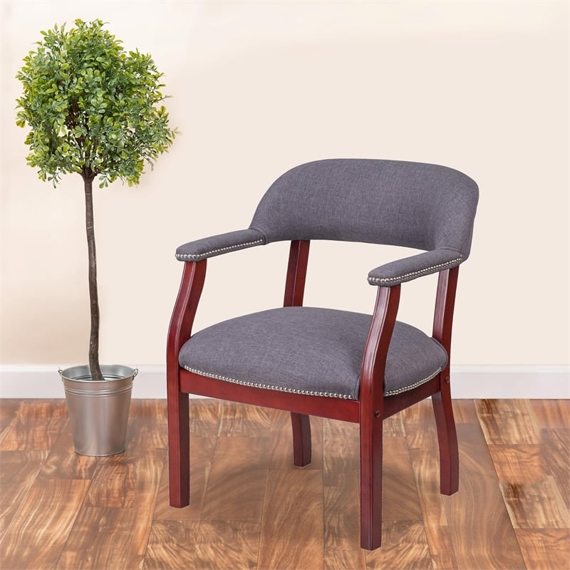 Pemberly Row Modern / Contemporary Vinyl Guest Chair in Gray