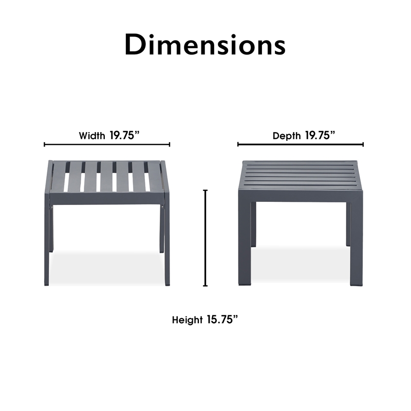 Pemberly Row Contemporary Outdoor Side Table in Gray Gunmetal