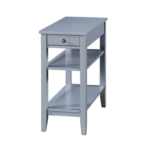 Pemberly Row Three Tier End Table With Drawer in Gray Wood Finish