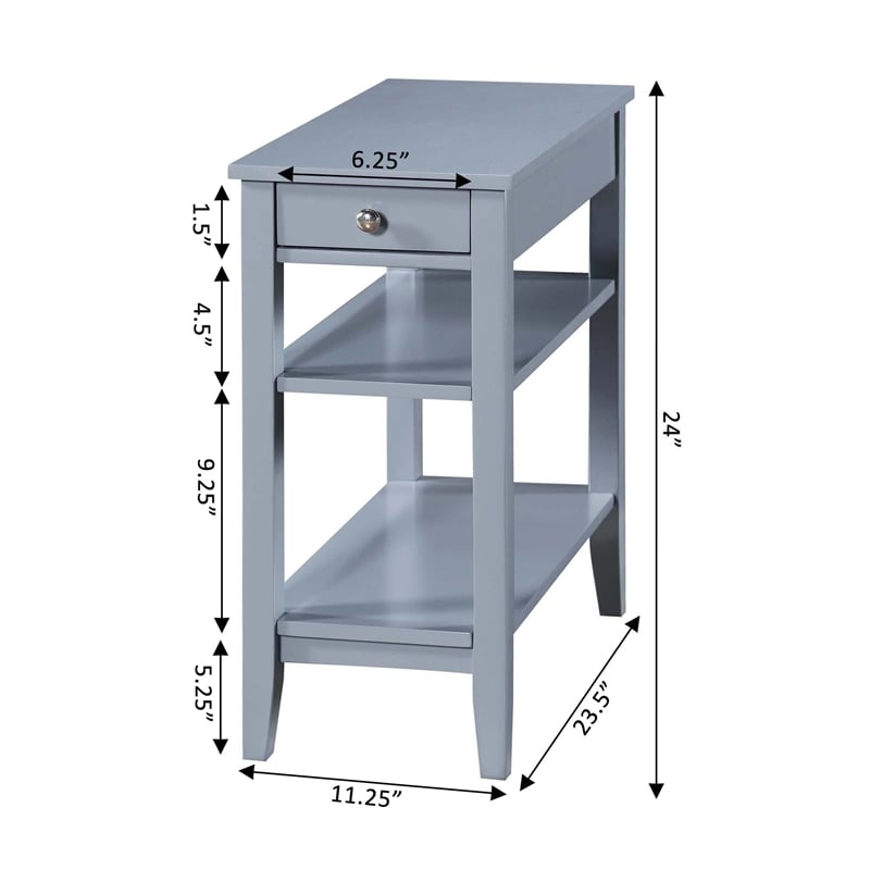 Pemberly Row Three Tier End Table With Drawer in Gray Wood Finish