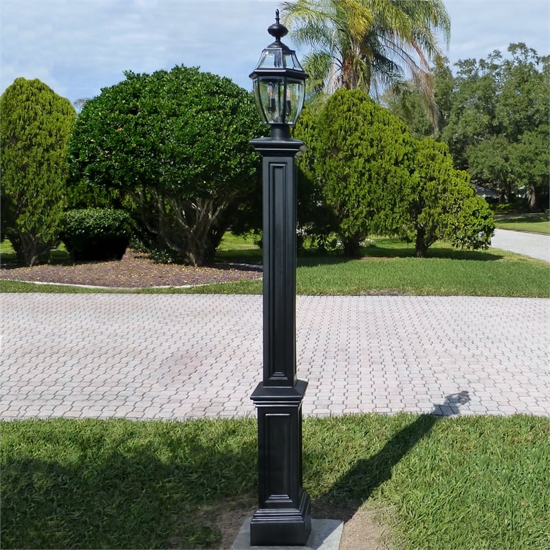Pemberly Row Traditional Plastic Lamp Post without Mount in Black