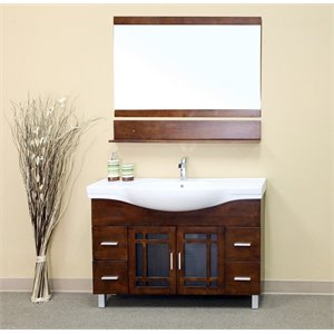 Pemberly Row 48&quot 4-Drawer Contemporary Single Sink Solid Wood Vanity in Walnut