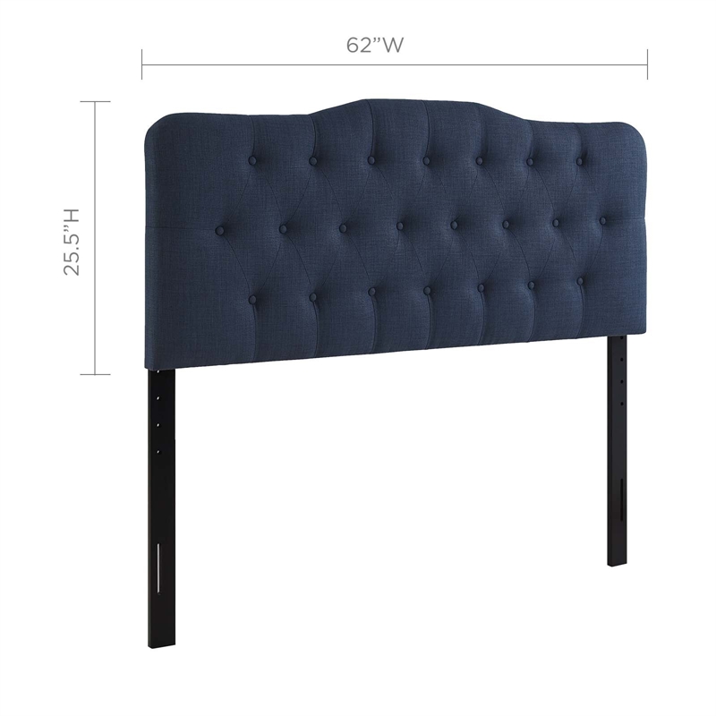 Pemberly Row Queen Upholstered Polyester Fabric Headboard in Navy