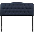 Pemberly Row Queen Upholstered Polyester Fabric Headboard in Navy