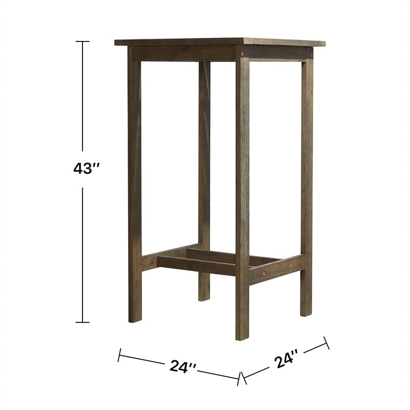 Pemberly Row Contemporary Outdoor Hand-scraped Hardwood Bar Table