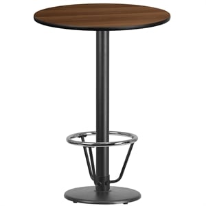 Pemberly Row Contemporary 30&quot Round Laminate Top Pub Table in Walnut