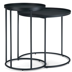 Pemberly Row Industrial 24 &quot Metal 2 Pc Nesting Table in Black