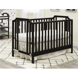 Pemberly Row Modern Wood Acrylic Island Crib in Black Finish