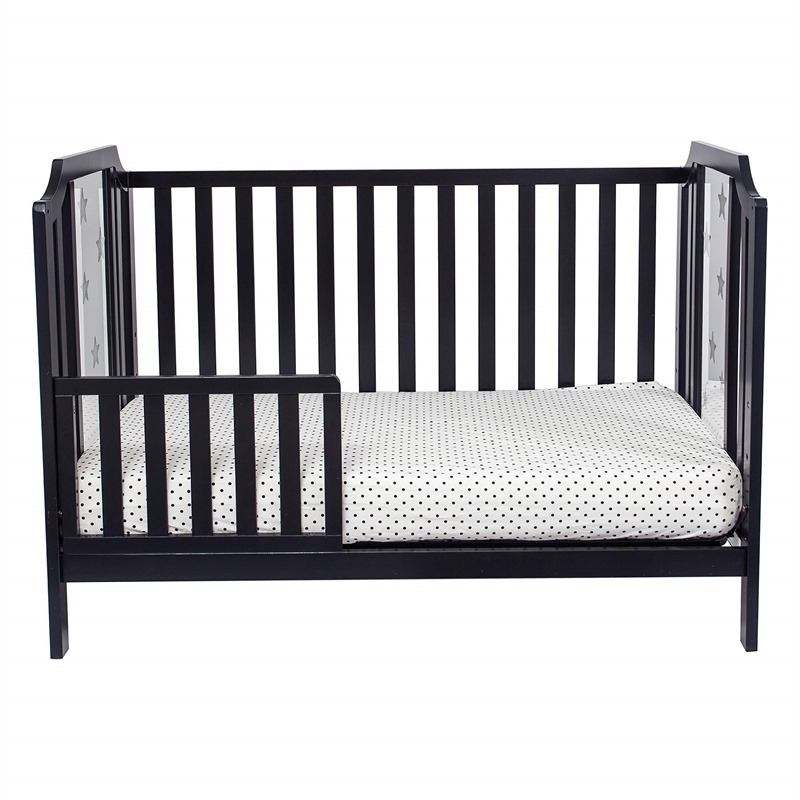 Pemberly Row Modern Wood Acrylic Island Crib in Black Finish