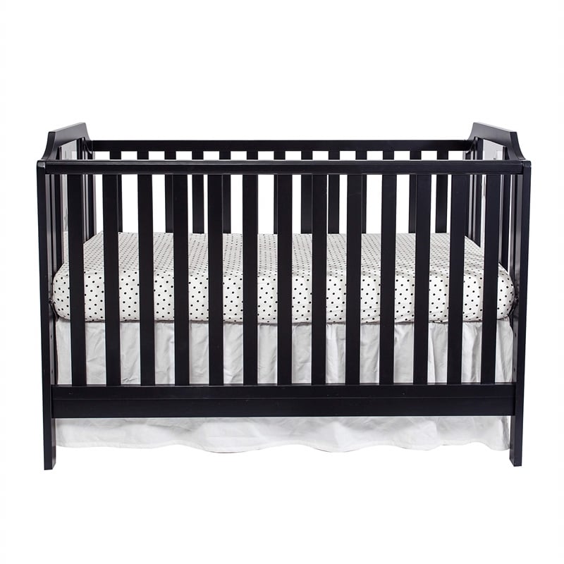 Pemberly Row Modern Wood Acrylic Island Crib in Black Finish