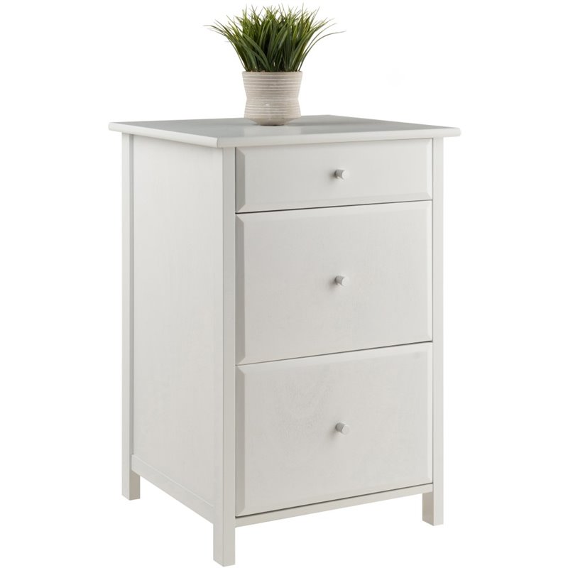 Pemberly Row 3-Drawer Transitional Wooden File Cabinet in White