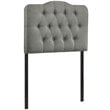Pemberly Row Twin Upholstered Polyester Fabric Headboard in Gray