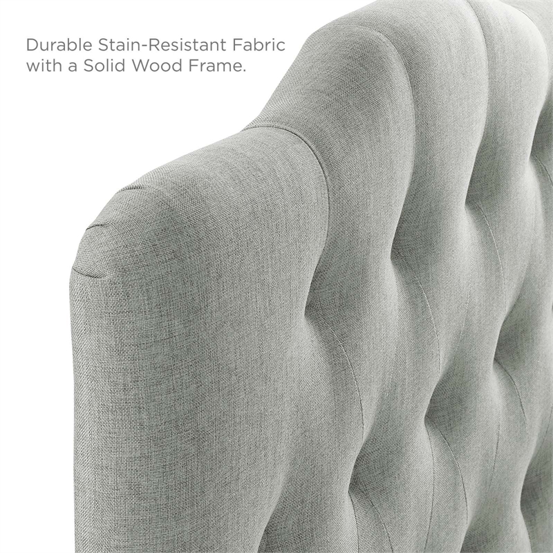 Pemberly Row Twin Upholstered Polyester Fabric Headboard in Gray