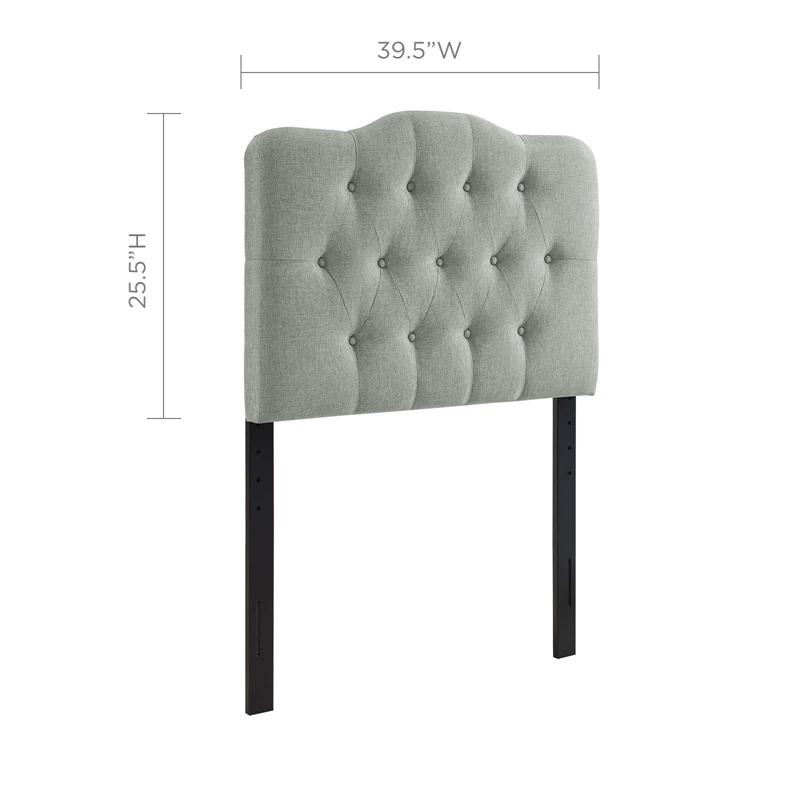 Pemberly Row Twin Upholstered Polyester Fabric Headboard in Gray