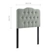 Pemberly Row Twin Upholstered Polyester Fabric Headboard in Gray