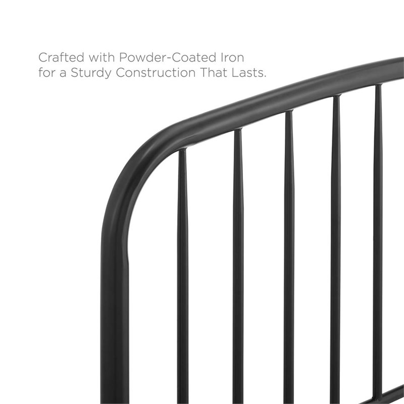 Pemberly Row Modern Farmhouse King Metal Spindle Headboard in Black