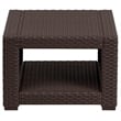 Pemberly Row Contemporary Wicker Patio End Table in Chocolate Brown