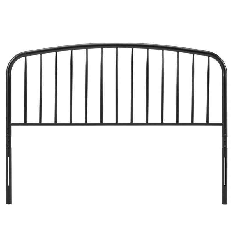 Pemberly Row Modern Farmhouse Queen Metal Spindle Headboard in Black