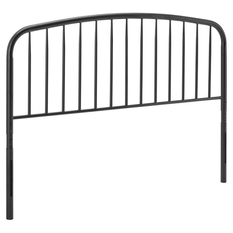 Pemberly Row Modern Farmhouse Queen Metal Spindle Headboard in Black