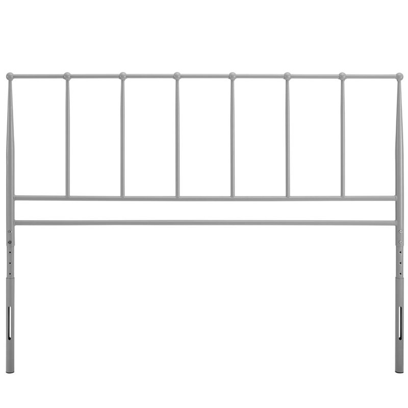 Pemberly Row Full Modern Style Sturdy Powder Coated Steel Headboard in Gray