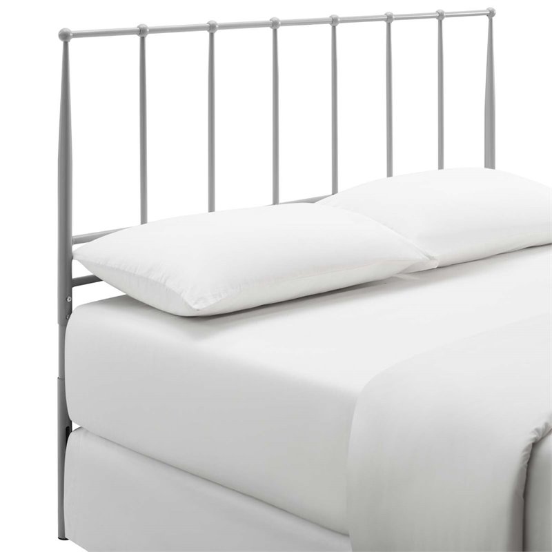 Pemberly Row Full Modern Style Sturdy Powder Coated Steel Headboard in Gray