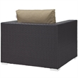 Pemberly Row Aluminum and Rattan Patio Armchair in Espresso/Mocha