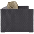 Pemberly Row Aluminum and Rattan Outdoor Patio Sofa in Espresso/Mocha