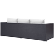 Pemberly Row Aluminum and Rattan Outdoor Patio Sofa in Espresso/White