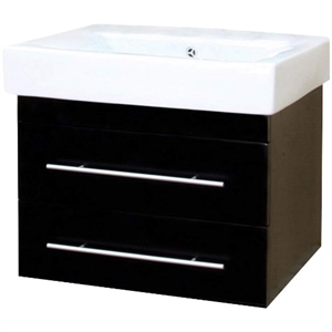 Pemberly Row 80. 7&quot 5-Drawer Modern Double Sink Solid Wood Vanity in Black
