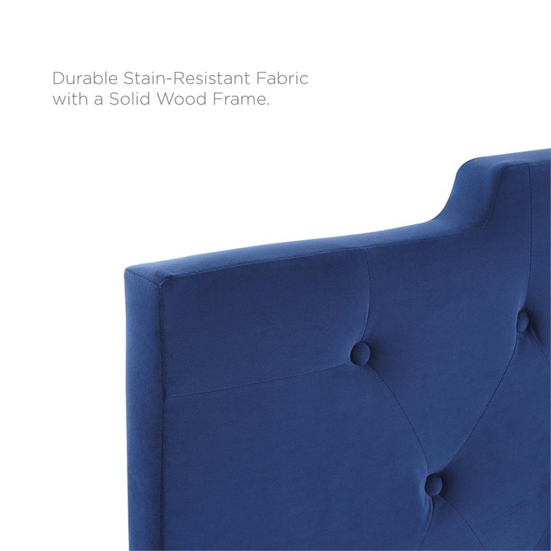 Pemberly Row Tufted Full/Queen Performance Velvet Headboard in Navy