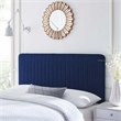 Pemberly Row Channel Tufted Velvet King/California King Headboard in Navy