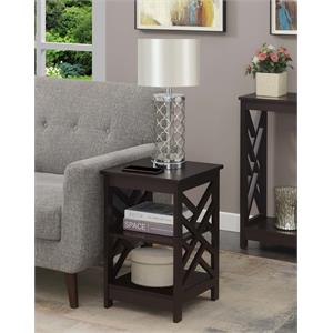 Pemberly Row Contemporary End Table with Shelves in Espresso Wood Finish